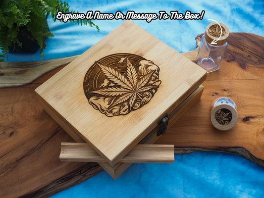 Custom Rolling Stash Box Kit, Real Wood Engraving, Sky Leaf, Smoke Box Gift Set