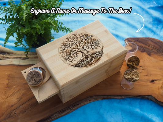 Custom Rolling Stash Box Kit, Real Wood Engraving, Life Tree, Smoke Box Gift Set