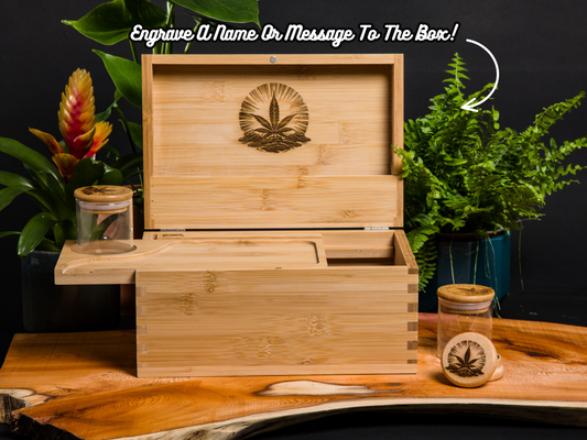 Custom Rolling Stash Box Kit, Real Wood Engraving, One Leaf, Smoke Box Gift Set