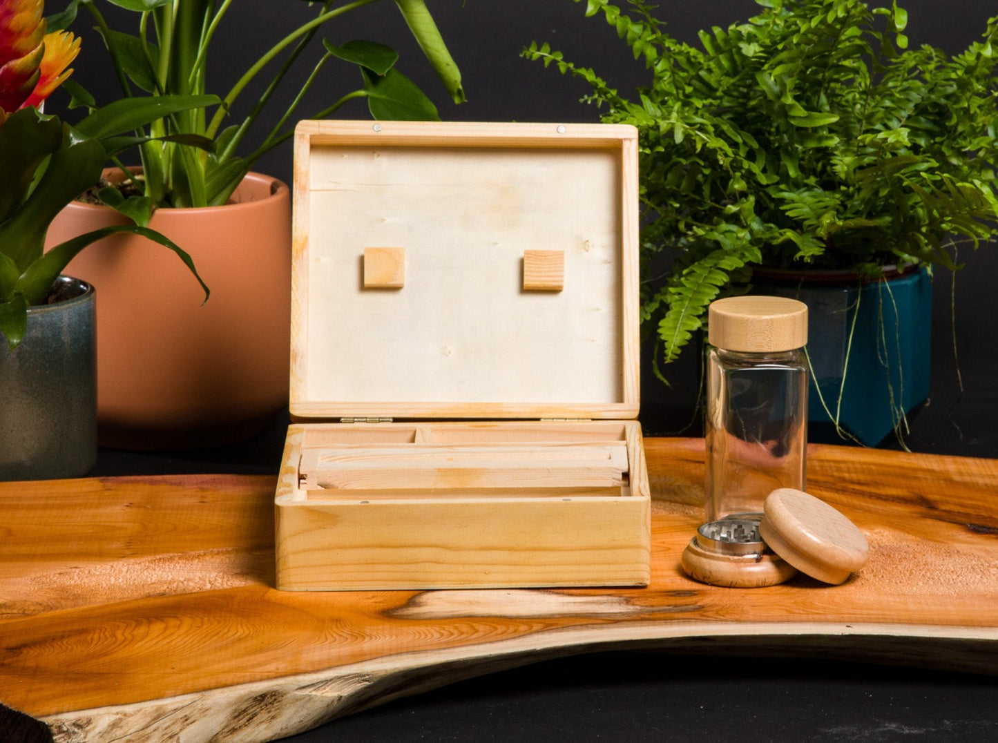 Custom Rolling Stash Box Kit, Real Wood Engraving, Top Hat, Smoke Box Gift Set