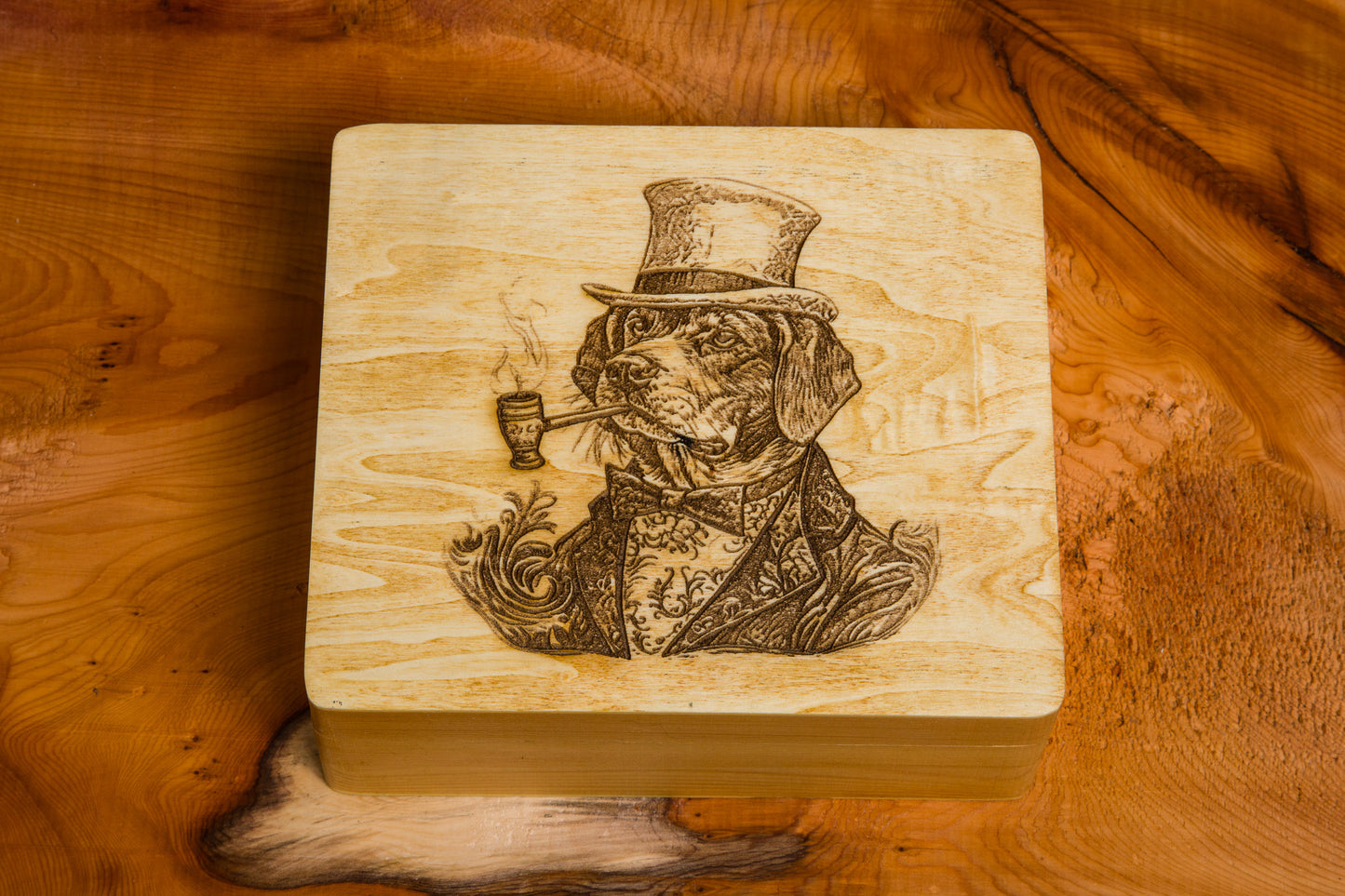 Custom Rolling Stash Box Kit, Real Wood Engraving, Top Hat, Smoke Box Gift Set