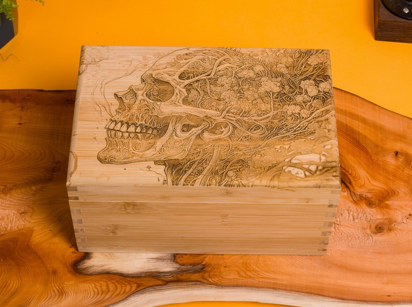 Personalised Custom Rolling Stash Box Kit. Real Wood Engraving, Breathing Skull, Smoke Box Gift Set