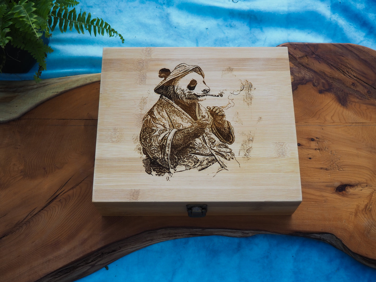 Custom Rolling Stash Box Kit, Real Wood Engraving, Smoking Panda, Smoke Box Gift Set